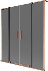 Mexen Velar L Duo kétpaneles, 150 x 150 cm-es eltolható fürdőkádparaván, grafit, csiszolt réz - 896-150-003-42-65