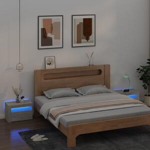 2 db betonszürke éjjeliszekrény LED-del 60 x 35 x 40 cm