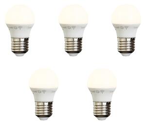 5 darabos intelligens E27 dimmelhető LED izzókészlet P45 Opál 4,9W 470 lm 2200-4000K