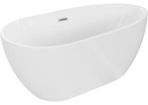 Mexen Eos szabadon álló kád 170 x 75 cm, fehér, túlfolyó - csiszolt nikkel - 52471707500-97