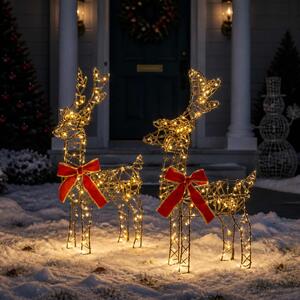 3D karácsonyi rénszarvas LOVIISA 2 db 180 LED Meleg fehér