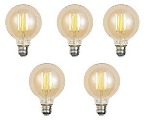 5 darabos készlet Smart E27 dimmelhető LED izzók G95 arany 7W 806 lm 1800-6500K
