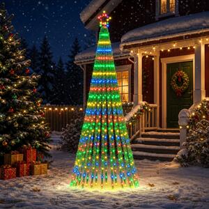 LED Karácsonyi Fenyő 250 cm 475 LED Többszínű Acél Fekete