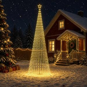 LED Karácsonyi Fenyő 500 cm 1524 LED Meleg fehér Acél Fekete