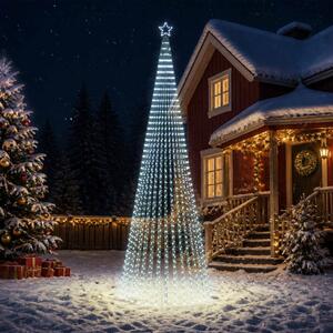LED Karácsonyi Fenyő 500 cm 1524 LED Hideg fehér Acél Fekete