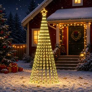 LED Karácsonyi Fenyő 250 cm 475 LED Meleg fehér Acél Fekete