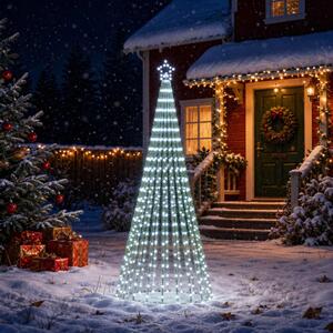 LED Karácsonyi Fenyő 250 cm 475 LED Hideg fehér Acél Fekete