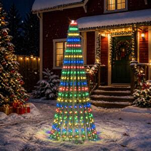 LED Karácsonyi Fenyő 220 cm 460 LED Többszínű Acél Zöld
