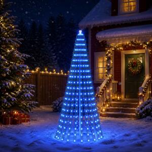 LED Karácsonyi Fenyő 220 cm 460 LED Kék Acél Zöld
