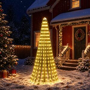 LED Karácsonyi Fenyő 220 cm 460 LED Meleg fehér Acél Zöld