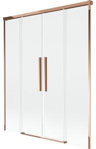 Mexen Rox kétpaneles, 160 x 150 cm-es, tolózuhanyfal, átlátszó, rózsaarany - 8C9-160-002-60-00