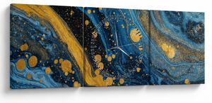 Kép - Kék absztrakció arannyal (órával) (90x30 cm)