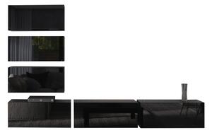 ELPASO 4 nappali fal, fekete/fekete magasfényű