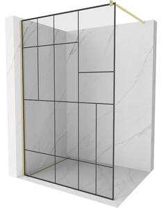Mexen Kioto zuhanyfal Walk-in 80 x 200 cm, fekete minta 8 mm, arany kefélt - 800-080-101-55-78
