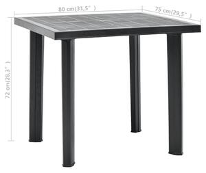 VidaXL antracitszürke műanyag kerti asztal 80 x 75 x 72 cm