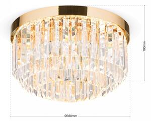 PRISM LED kristály mennyezeti lámpa, d:35 cm, 24 karátos arany