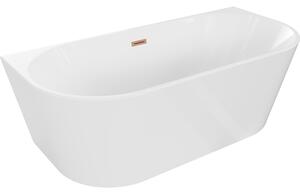Mexen Oval, szabadon álló fali kád 140 x 75 cm, fehér, réz túlfolyó, 52671407500-65