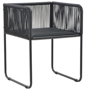 VidaXL 4 db fekete polyrattan kültéri szék párnával