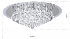 GLORIA kristály mennyezeti lámpa, 62cm, króm