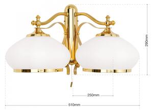 Empire klasszikus fali lámpa arany, opál búra, 0xE27
