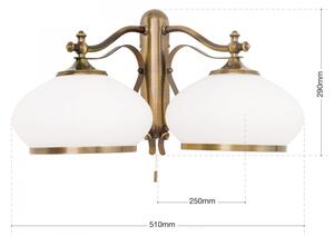 Empire klasszikus fali lámpa patina, opál búra, 2xE27