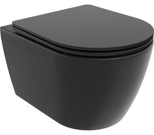 Mexen Carmen Rimless Tornado WC csésze lassan záródó Slim duroplast tetővel, fekete matt - 30881085T