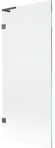 Mexen Lunar L kádparaván, 1-szárnyú, 80 x 150 cm, átlátszó, szálcsiszolt gun gray - 897L-080-000-66-00