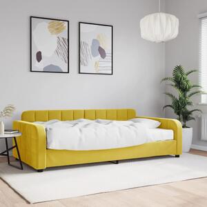 Sárga bársony kanapéágy matraccal 100 x 200 cm