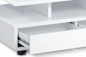 Ahg-620 Magasfényű Fehér Dohányzóasztal 2 Fiókkal. 100x60x41 cm