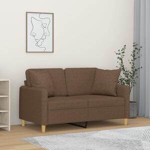 2 személyes barna szövet kanapé díszpárnákkal 120 cm