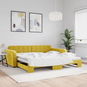 Sárga kihúzható bársonyheverő 100 x 200 cm