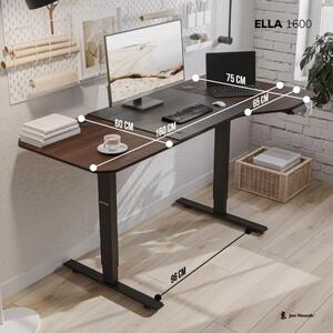 JAN NOWAK ELLA 1600 állítható magasságú asztal, elektromos íróasztal, 1600x720x750, dió-antracit