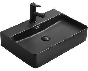 Mexen Lara pultra szerelhető mosdókagyló 60 x 42 cm, fekete matt - 21166085