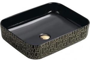 Mexen Lorita pultra helyezhető mosdókagyló 51 x 39 cm, fekete/arany - 22135163