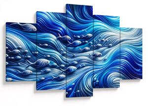 Kép – Halak a hullámokban (150x105 cm)