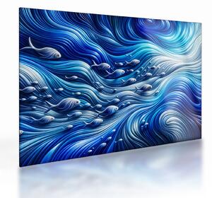 Üveg kép – Halak a hullámokban (70x50 cm)