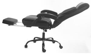 Canberro vezetői fotel fekete textilbőrrel, lábtartóval és vízszintesig dönthető háttámlával
