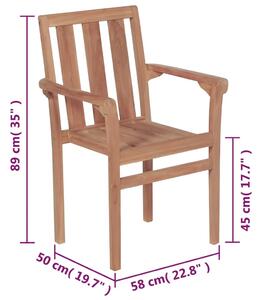 VidaXL 8 db rakásolható tömör tíkfa kerti szék