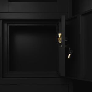 JAN NOWAK FILIP II Fém iratszekrény széffel és fiókokkal, 900x1850x450, modell fekete