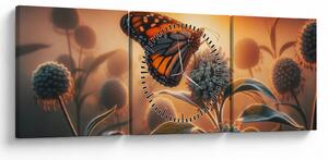 Kép – Pillangó a lenyugvó napban (órával) (90x30 cm)