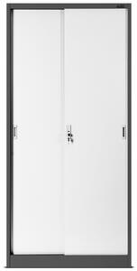 JAN NOWAK KUBA Fém szekrény polcokkal tolóajtókkal, 900x1850x450, modell antracit-fehér