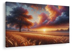 Kép – Naplemente a mezőn (90x60 cm)