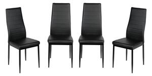 Étkezőasztal szett 4 db kárpitozott szék üveg asztallap fekete BC FUR-138-258-BLACK