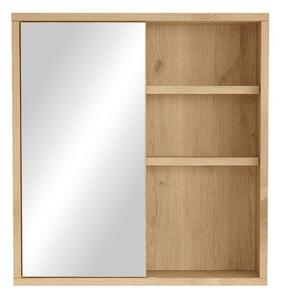 Fürdőszoba szekrény tükörrel, Bagno Pako World, natúr, 60x14x63 cm