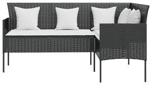 VidaXL fekete polyrattan L-alakú kanapé párnákkal