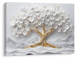 Kép – 3D elegáns életfa virágokkal (70x50 cm)