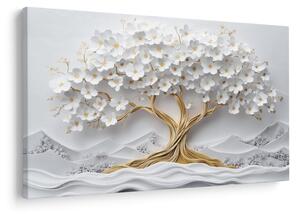 Kép – 3D elegáns életfa virágokkal (90x60 cm)