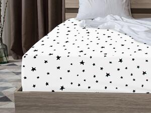 WHITE STAR fehér pamut lepedő gumival 90 x 200 cm