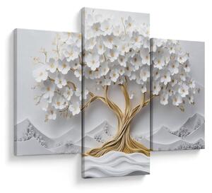 Kép – 3D elegáns életfa virágokkal (90x60 cm)