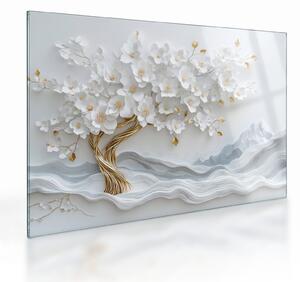 Üveg kép – 3D elegáns életfa (70x50 cm)
